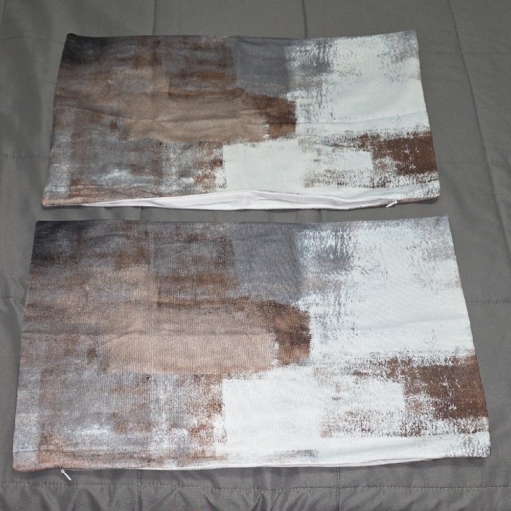 Abstract Pillow Covers Brown and White
